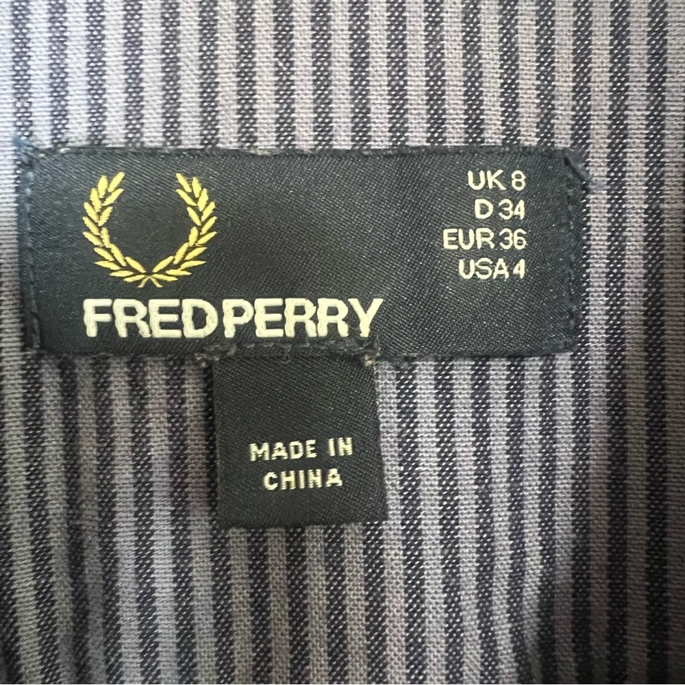 FRED PERRY Women’s Denim Shirt Dress Button-up Long Sleeve Preppy Sz 4 US 8 UK - Picture 8 of 11